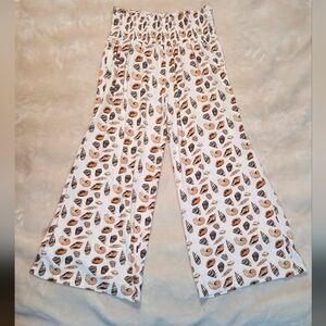 Kate Quinn Shell Print Bamboo Material Smocked Wide Leg Pants Coastal Grandma XS